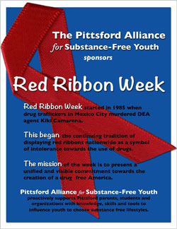 Pittsford Alliance's poster for their annual Red Ribbon Week activities.